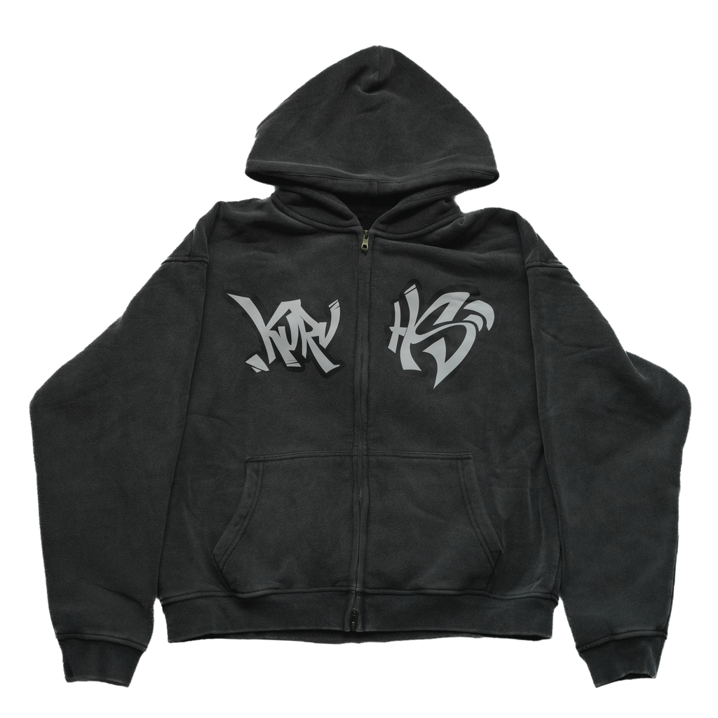 Kuru Boxy Washed Zip-Through Hoodie